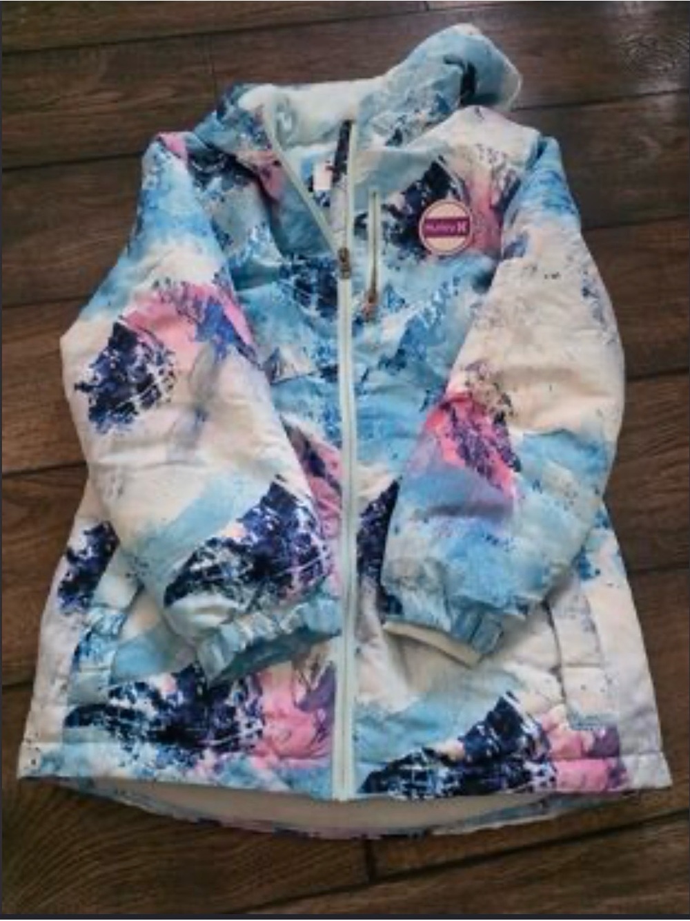 Hurley Kids Pink & Blue Hooded Puffer Jacket